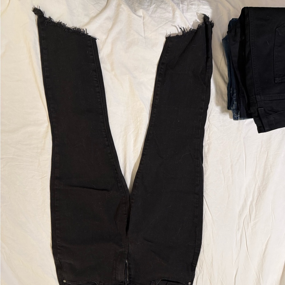 PAIGE Black Frayed Ankle Jeans